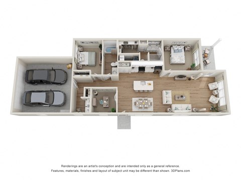 Floor plan for 2 beds, 2 baths, 1447 sqft